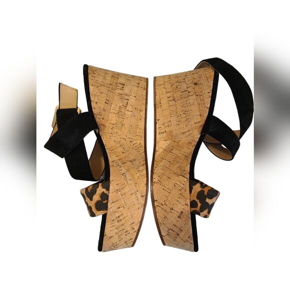 Veronica Beard Hurley Cross Ankle Strap Platform Wedge Animal Print Sandal | 8.5 - Picture 11 of 16